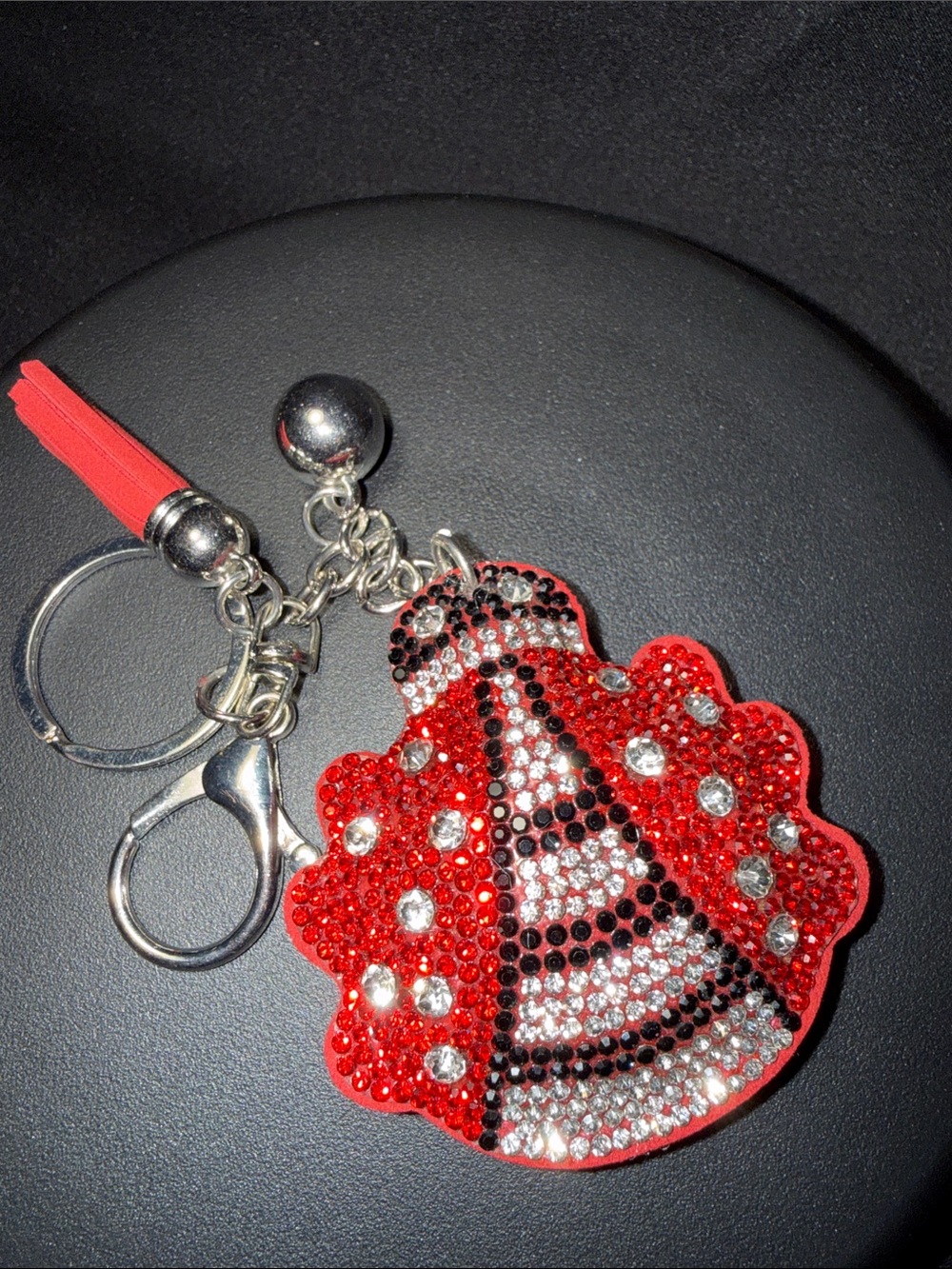 Red Crystal Ladybug-Inspired Key & Card Holder Charm